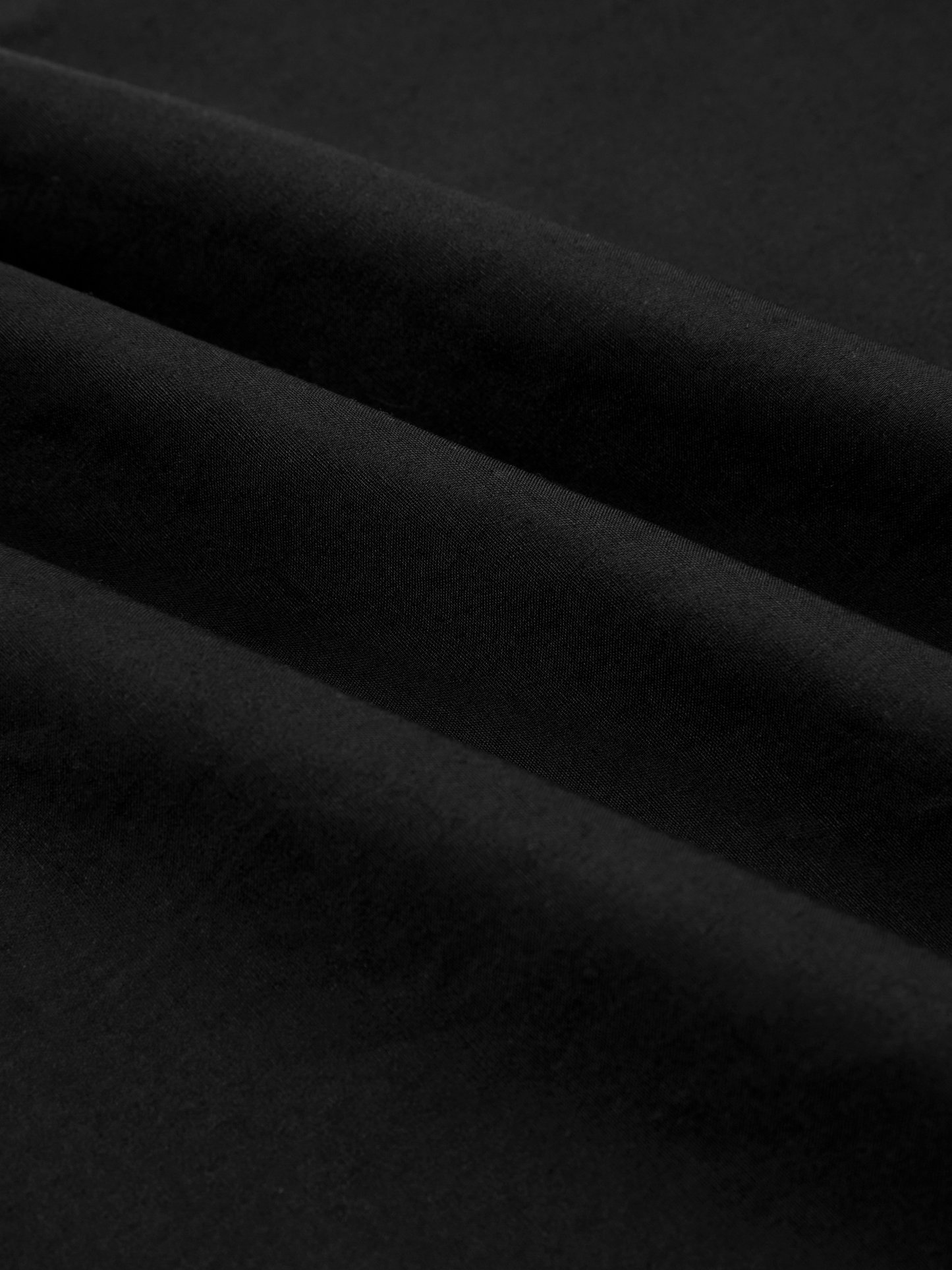 Maxi Cotton Dress, Sleeveless, V Neck, Plain, French Vintage, Black - Black