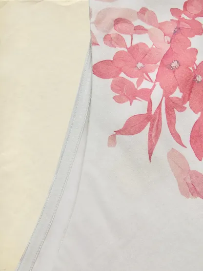 Maxi Cotton Dress, Sleeveless, Floral, Belt Design, Vacation, Vintage, Red - Red