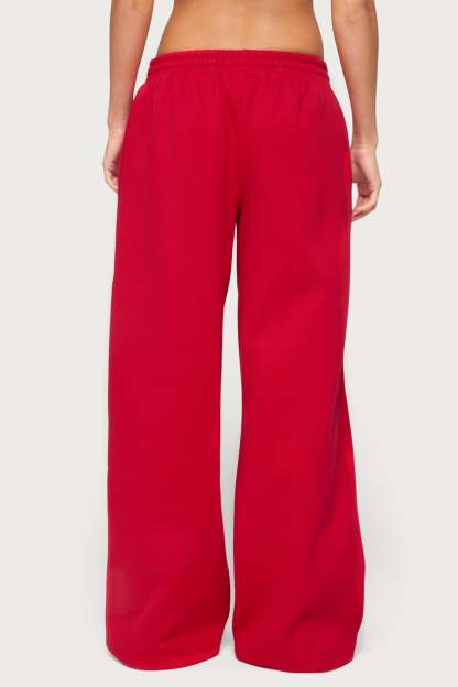 Kamari Low Rise Wide Sweatpants - RED
