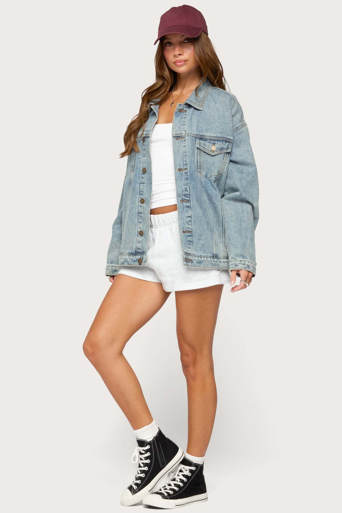 Dalia Oversized Denim Jacket - LIGHT-BLUE-WASHED