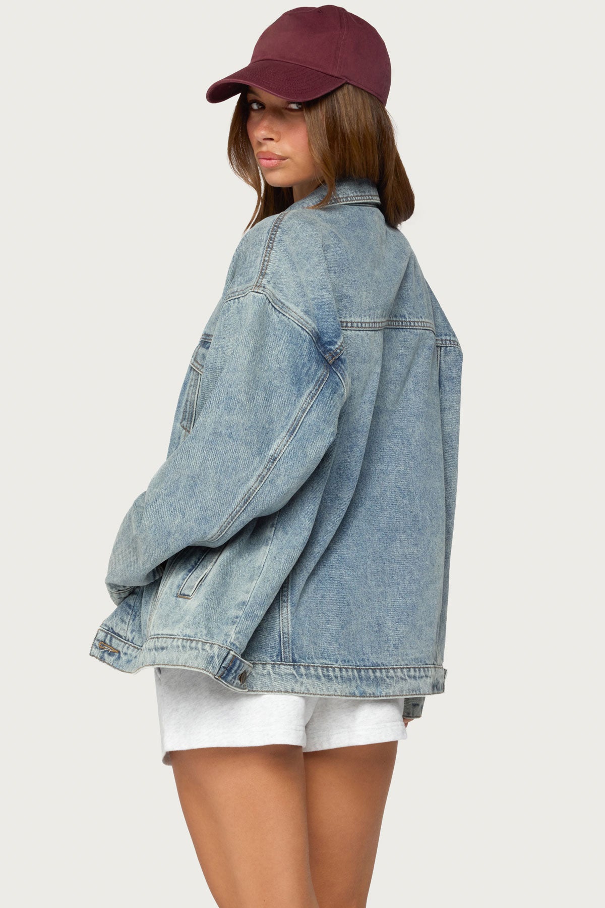 Dalia Oversized Denim Jacket - LIGHT-BLUE-WASHED