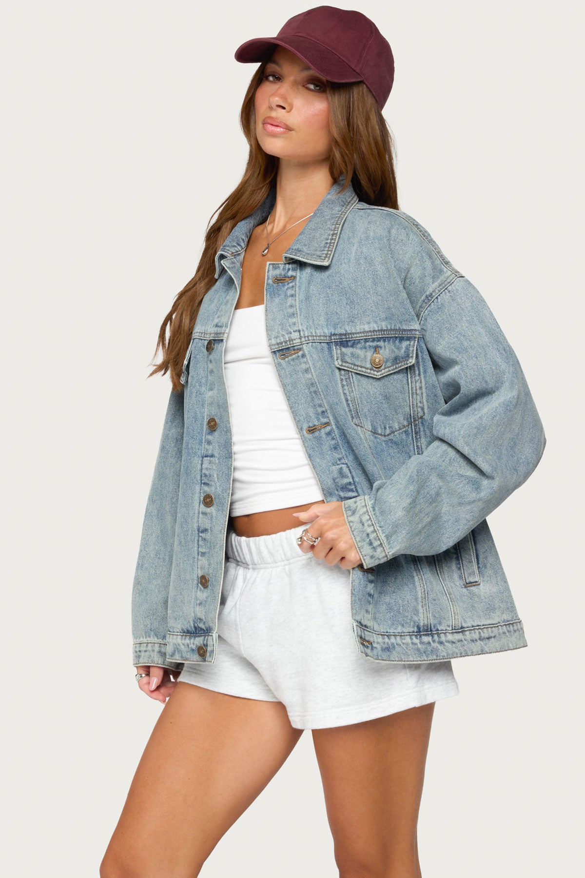 Dalia Oversized Denim Jacket - LIGHT-BLUE-WASHED