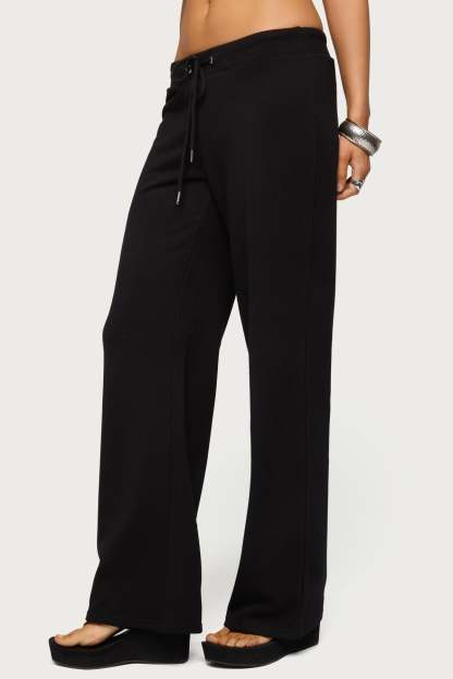 Quinn Straight Leg Sweatpants - BLACK