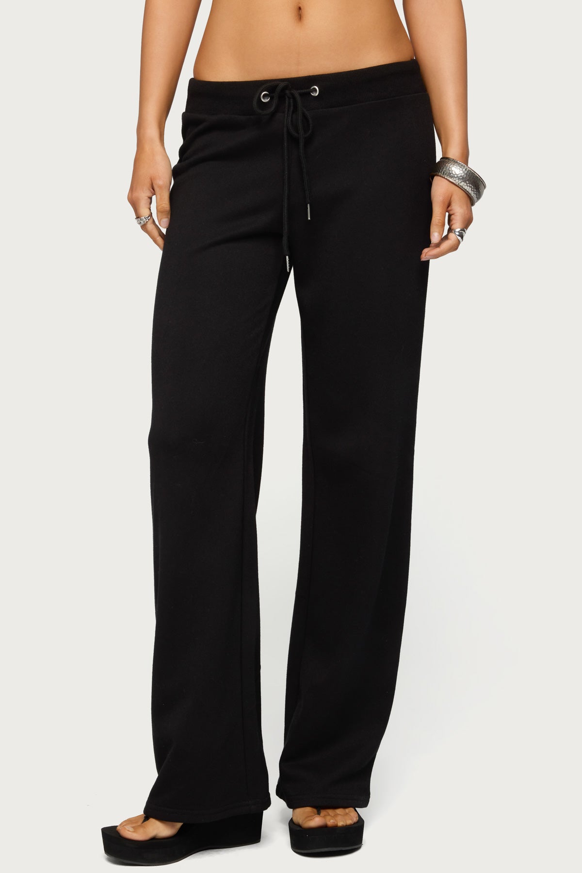 Quinn Straight Leg Sweatpants - BLACK