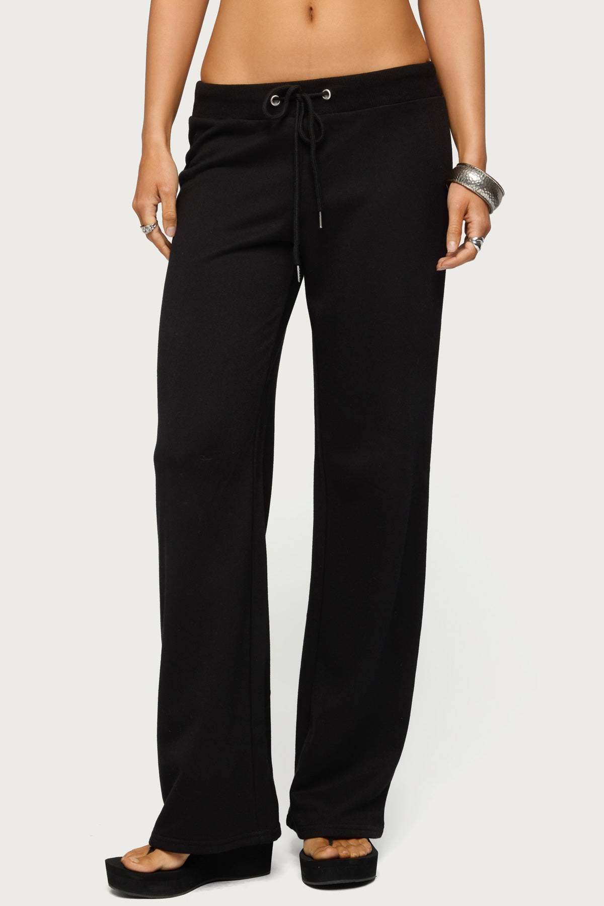 Quinn Straight Leg Sweatpants - BLACK