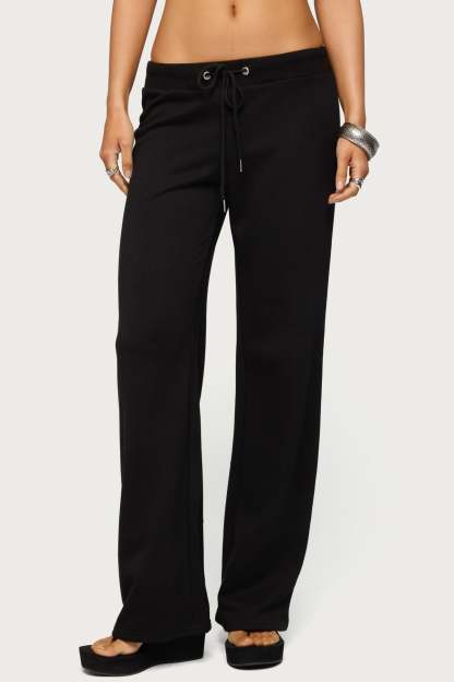 Quinn Straight Leg Sweatpants - BLACK
