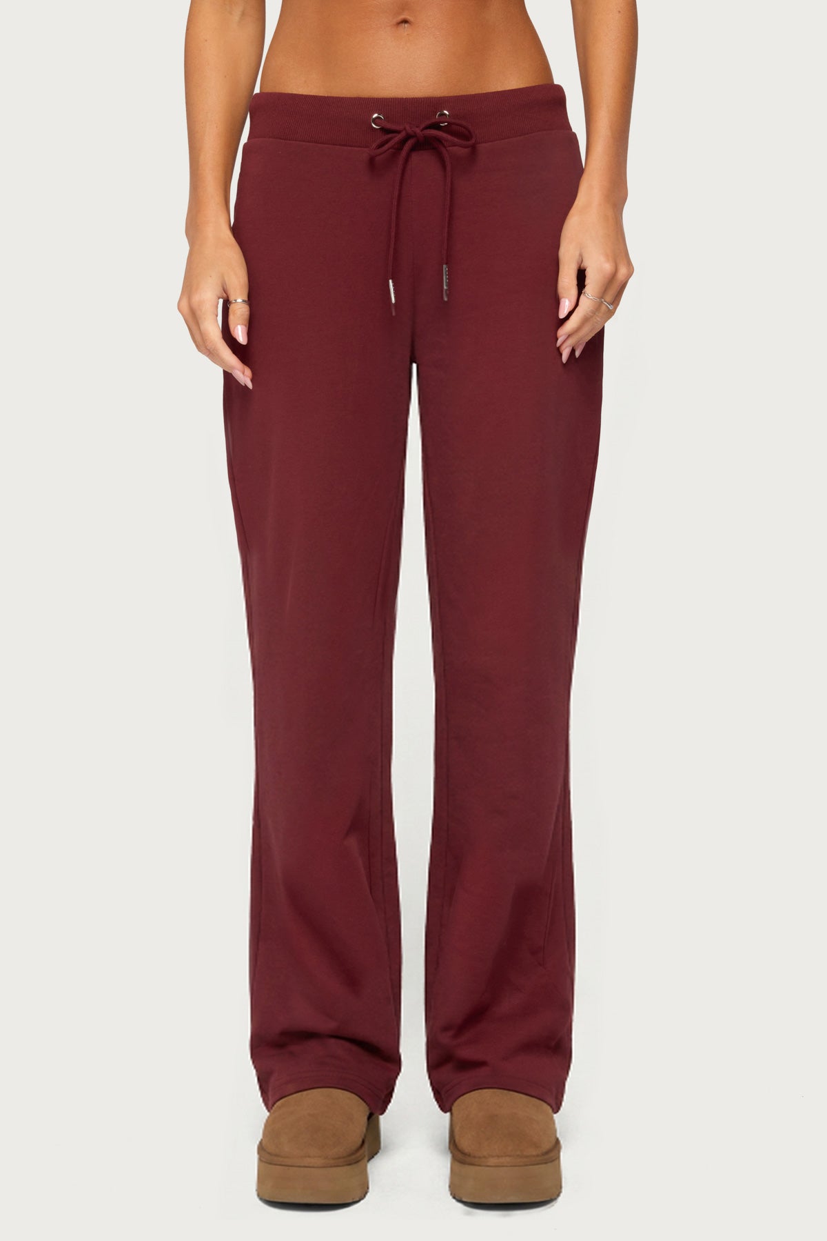 Quinn Straight Leg Sweatpants - BURGUNDY