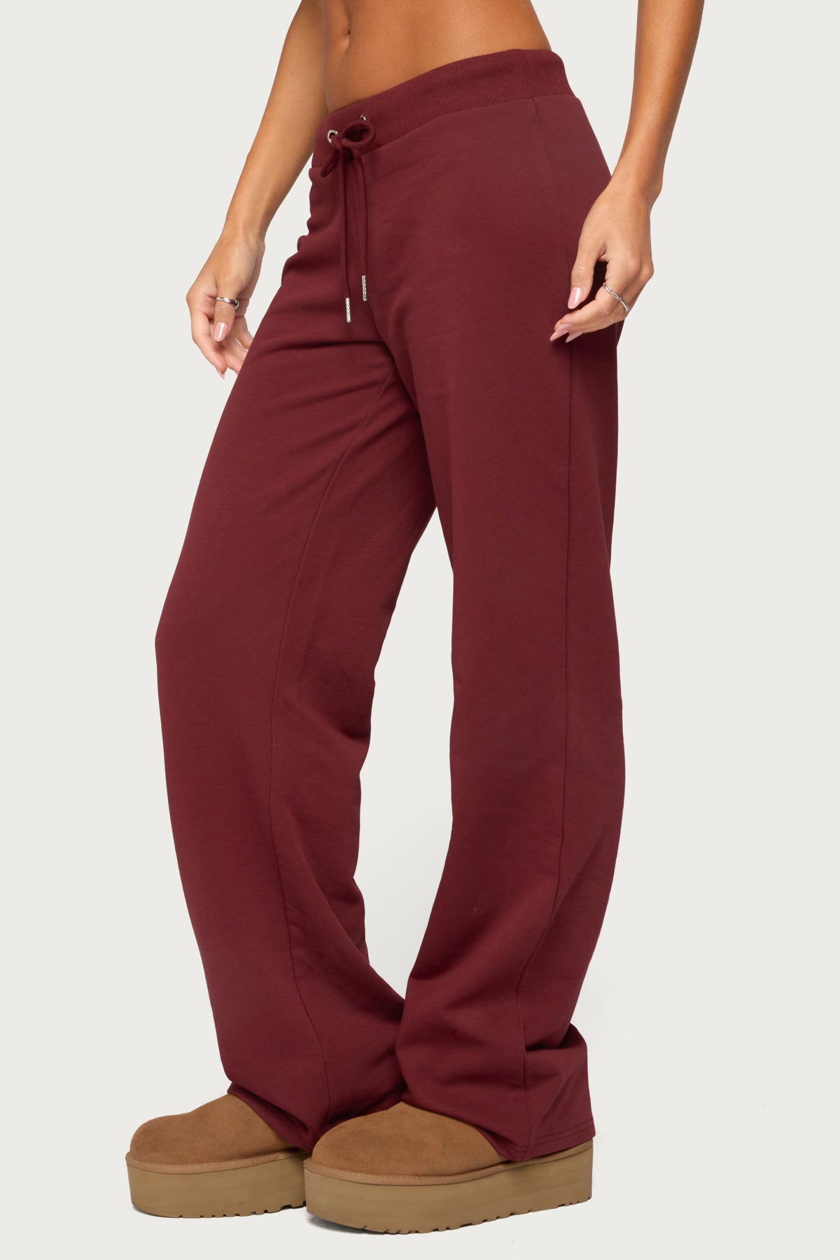 Quinn Straight Leg Sweatpants - BURGUNDY