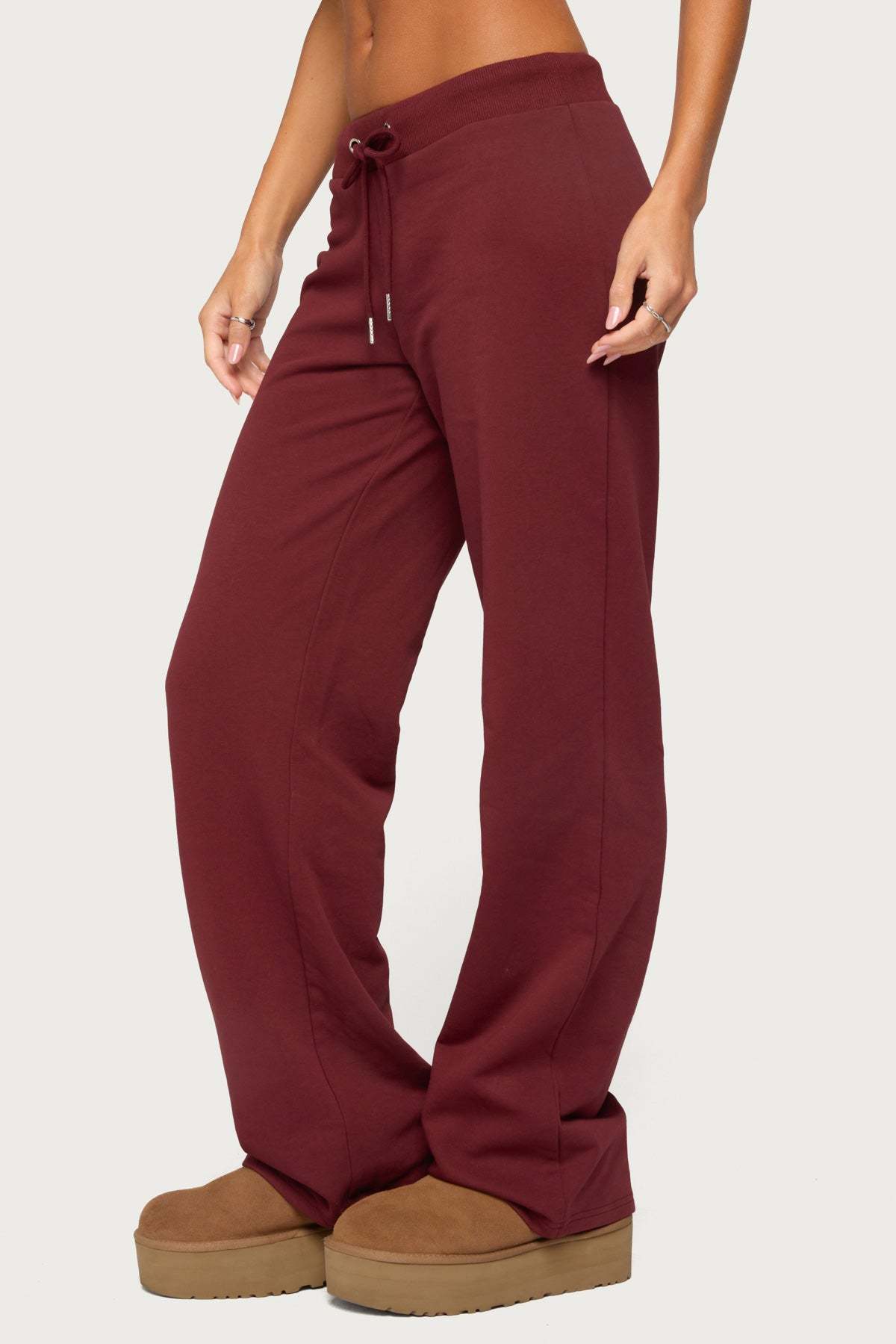 Quinn Straight Leg Sweatpants - BURGUNDY