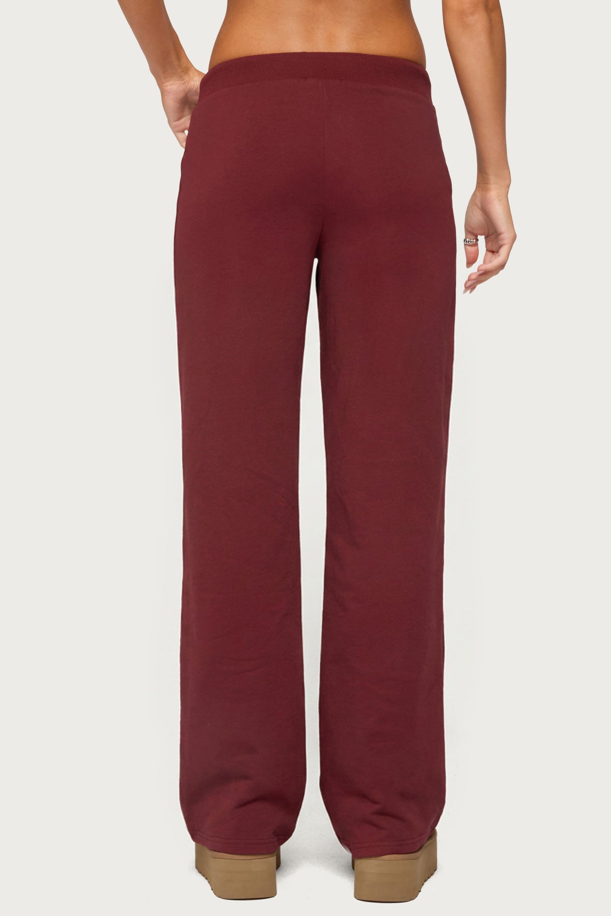 Quinn Straight Leg Sweatpants - BURGUNDY