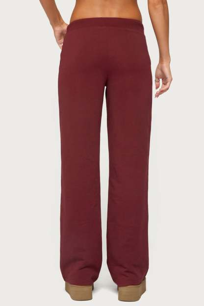 Quinn Straight Leg Sweatpants - BURGUNDY