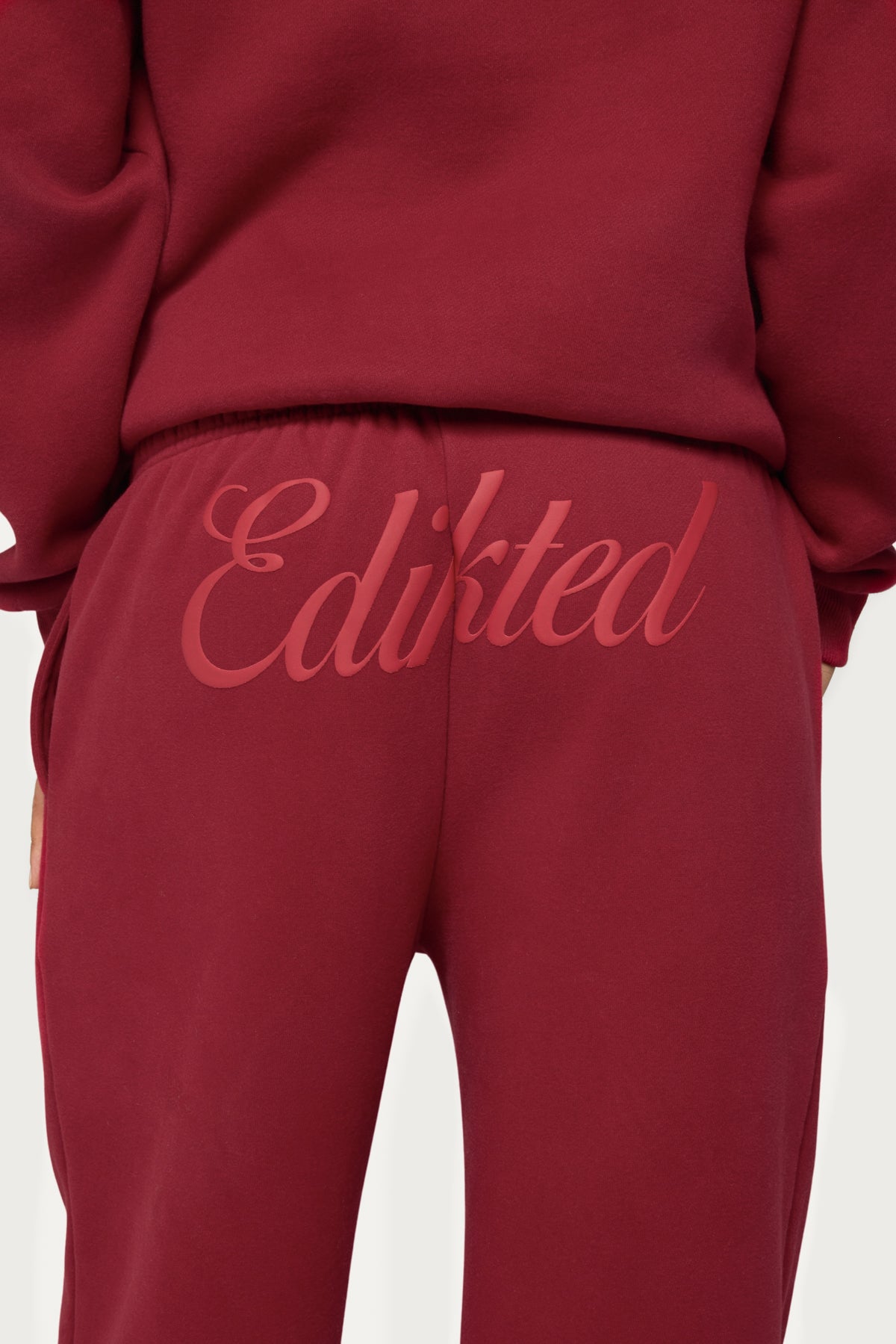 Miss Edikted Sweatpants - BURGUNDY
