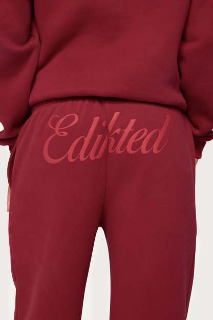 Miss Edikted Sweatpants - BURGUNDY