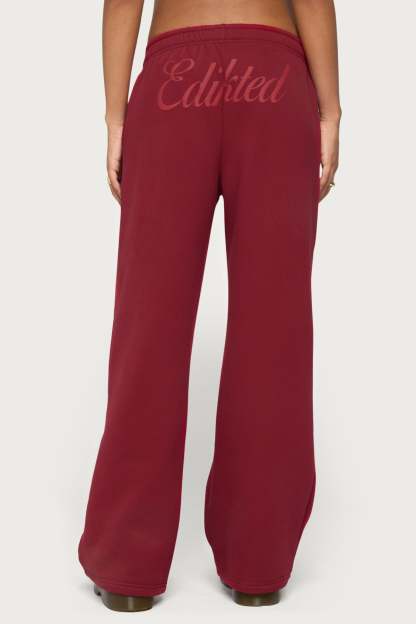 Miss Edikted Sweatpants - BURGUNDY