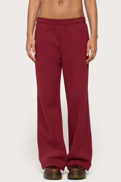 Miss Edikted Sweatpants - BURGUNDY