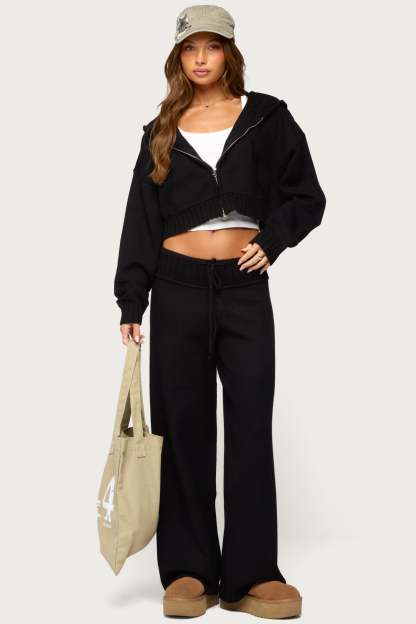 Russell Straight Leg Knit Pants - BLACK