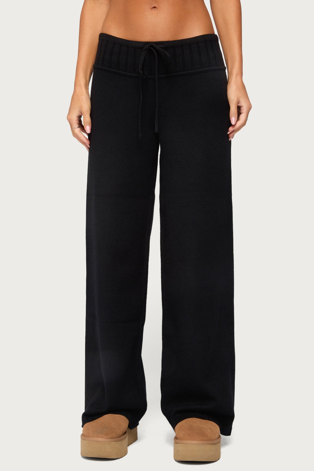 Russell Straight Leg Knit Pants - BLACK
