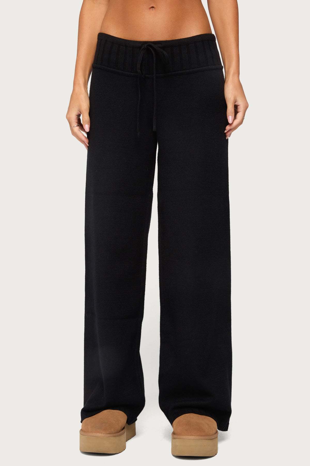 Russell Straight Leg Knit Pants - BLACK