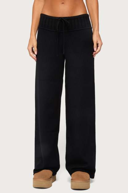 Russell Straight Leg Knit Pants - BLACK