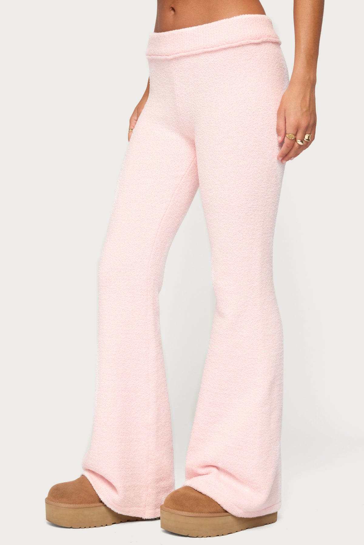 Plush Flared Pants - LIGHT-PINK