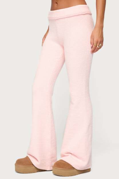 Plush Flared Pants - LIGHT-PINK