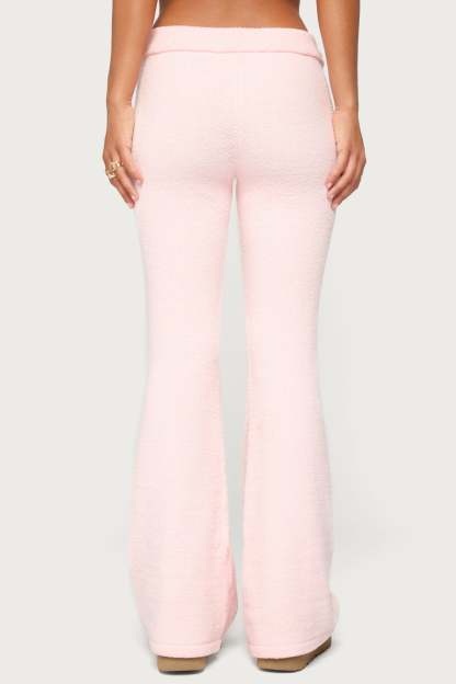Plush Flared Pants - LIGHT-PINK