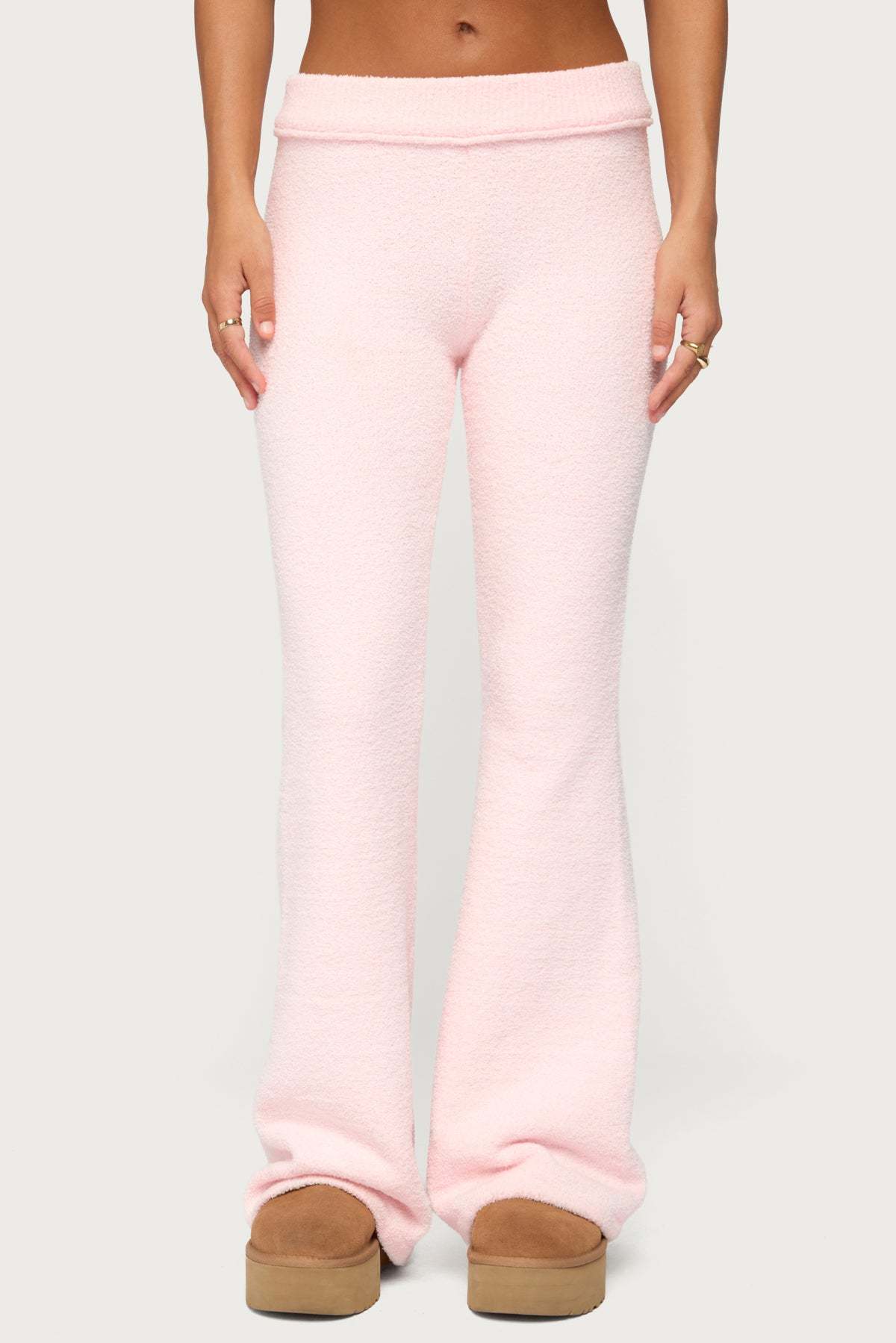 Plush Flared Pants - LIGHT-PINK