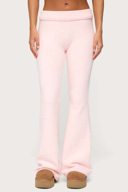 Plush Flared Pants - LIGHT-PINK