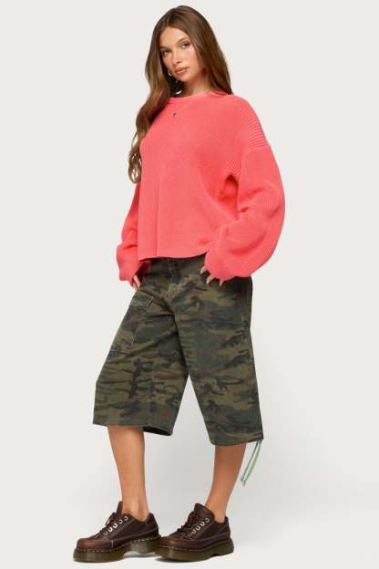 Marleen Oversized Knit Sweater - CORAL