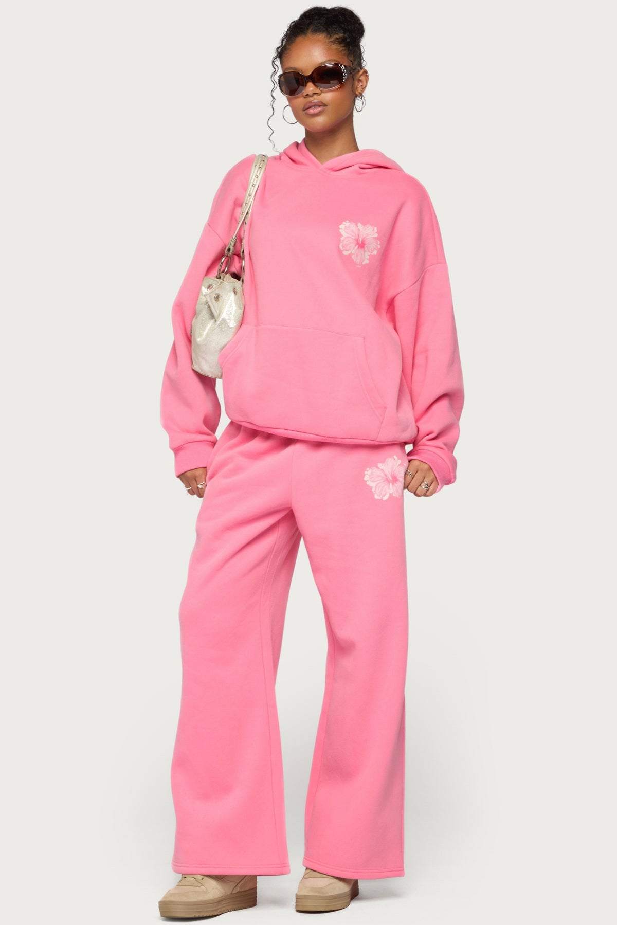 Tropical Bloom Sweatpants - HOT-PINK