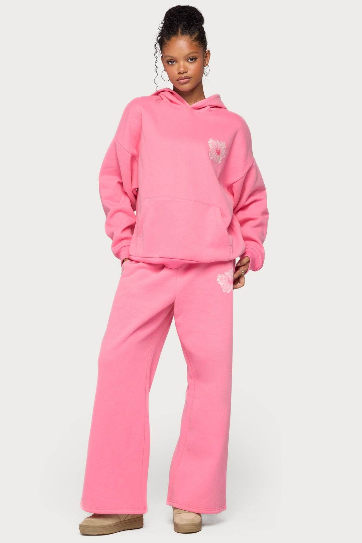 Tropical Bloom Sweatpants - HOT-PINK