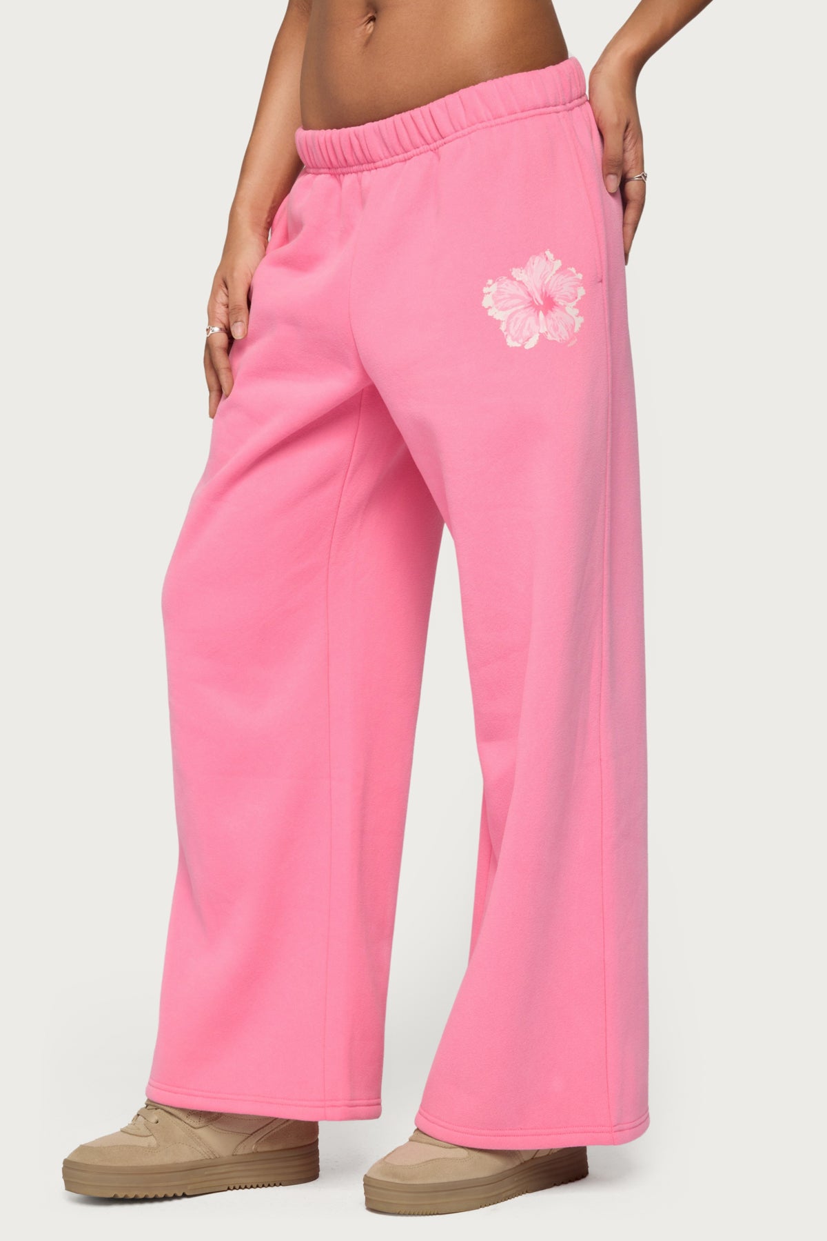 Tropical Bloom Sweatpants - HOT-PINK