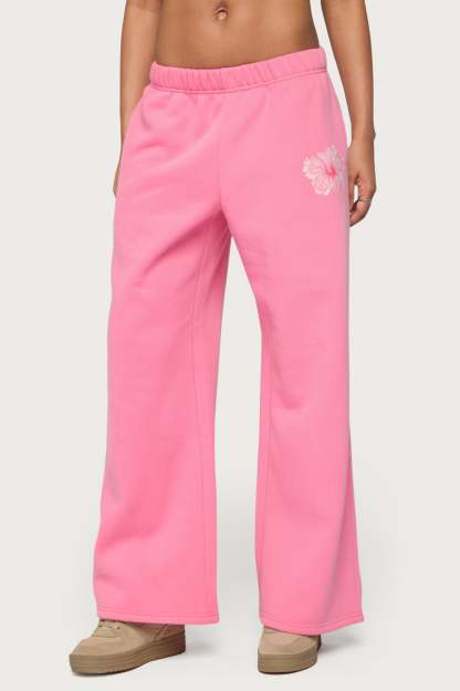 Tropical Bloom Sweatpants - HOT-PINK