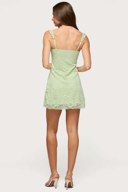 Stephanie Lace Mini Dress - SAGE