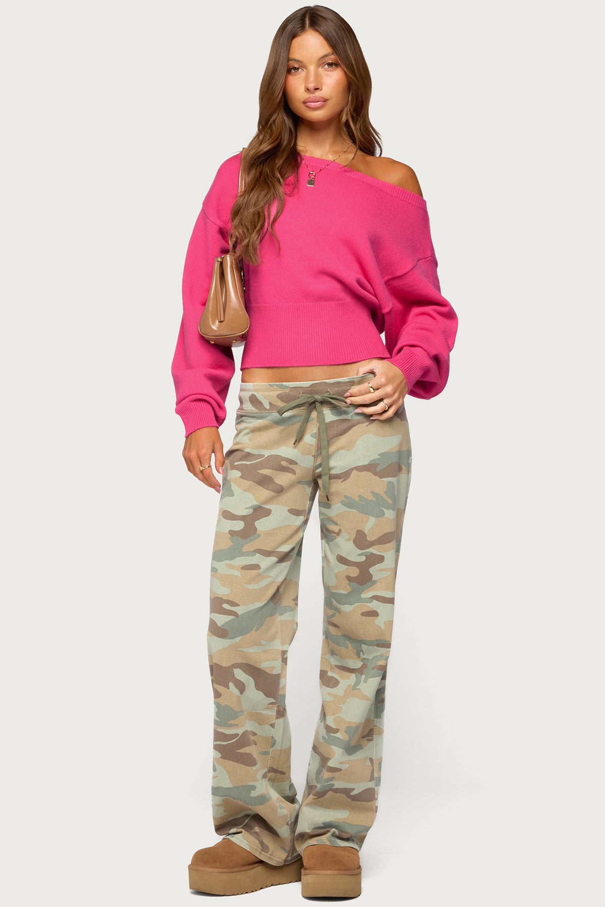 Ravenna Off Shoulder Sweater - MAGENTA