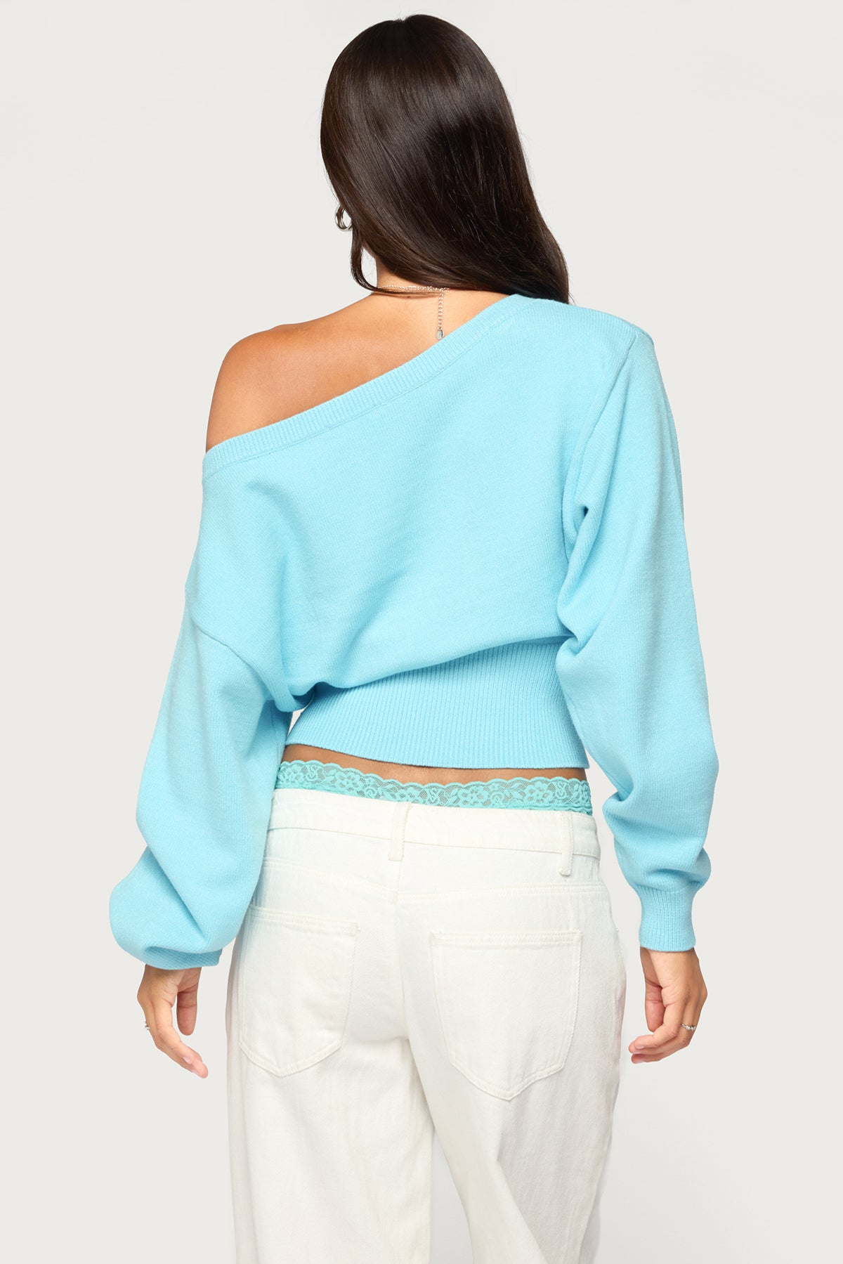 Ravenna Off Shoulder Sweater - TURQUOISE