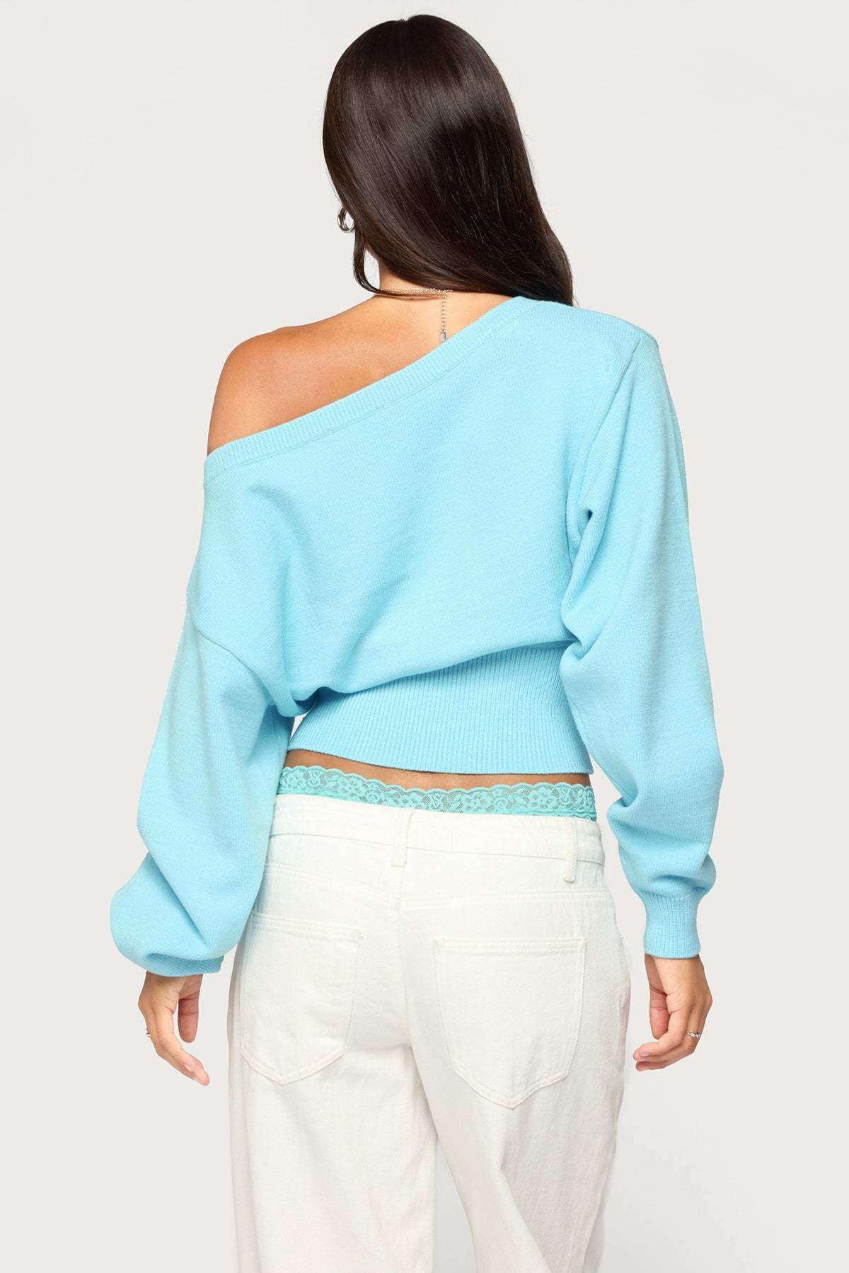Ravenna Off Shoulder Sweater - TURQUOISE