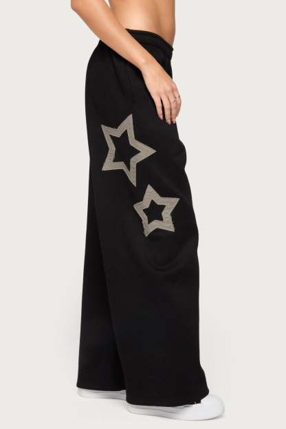 Starly Straight Leg Sweatpants - BLACK