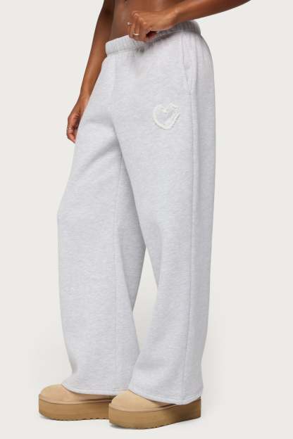 Love Edikted Wide Leg Sweatpants - GRAY-MELANGE