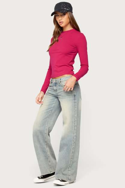 Kiyan Long Sleeve T Shirt - MAGENTA