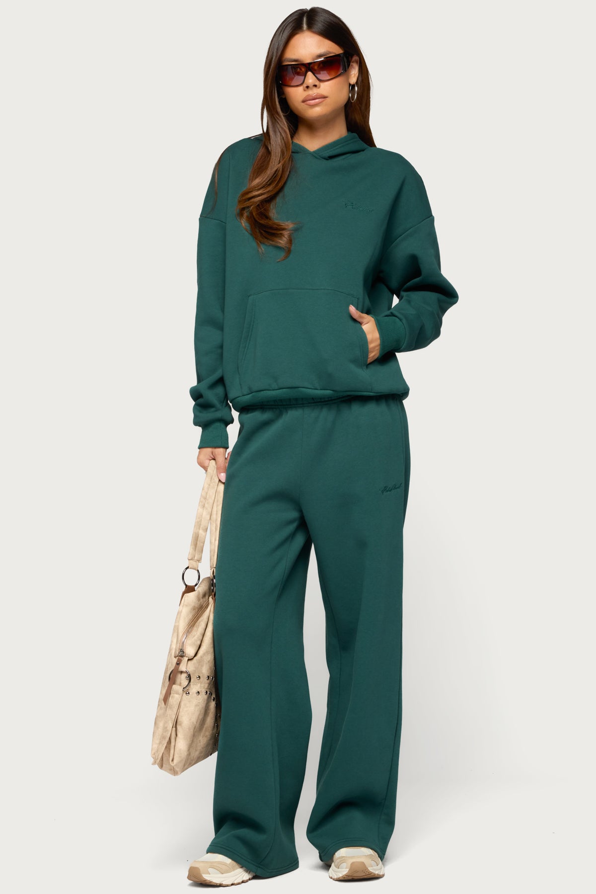 Basic Girl Wide Leg Edikted Sweatpants - GREEN