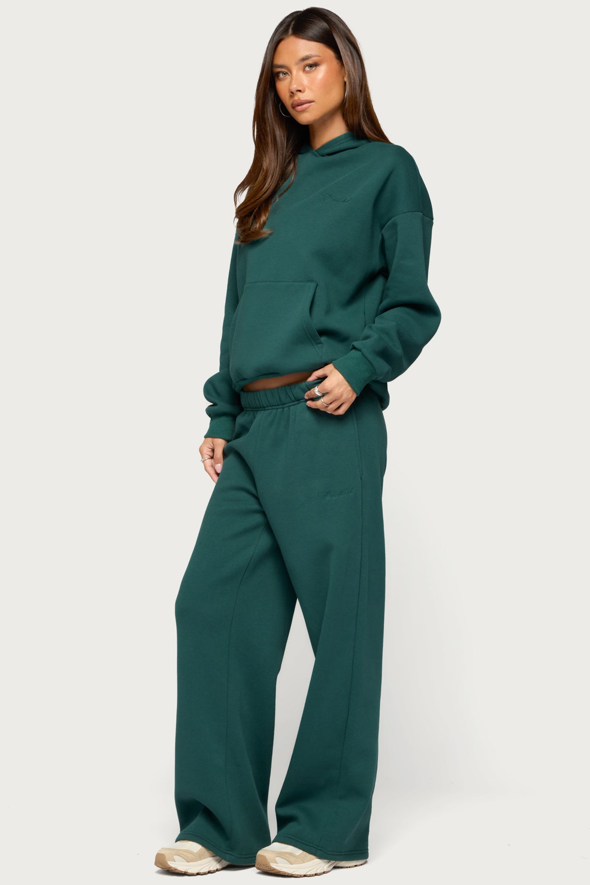 Basic Girl Wide Leg Edikted Sweatpants - GREEN