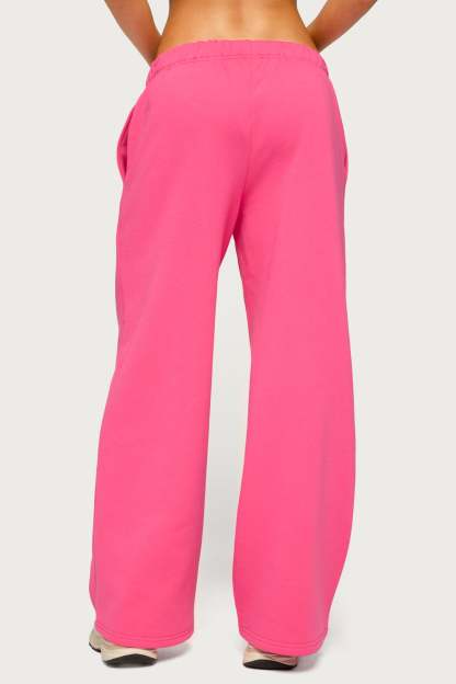 Basic Girl Wide Leg Edikted Sweatpants - HOT-PINK