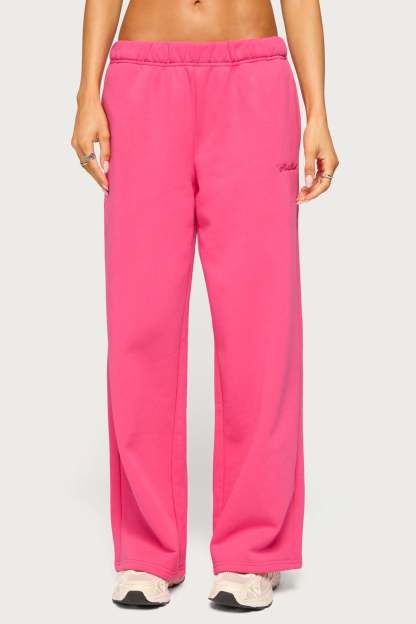 Basic Girl Wide Leg Edikted Sweatpants - HOT-PINK