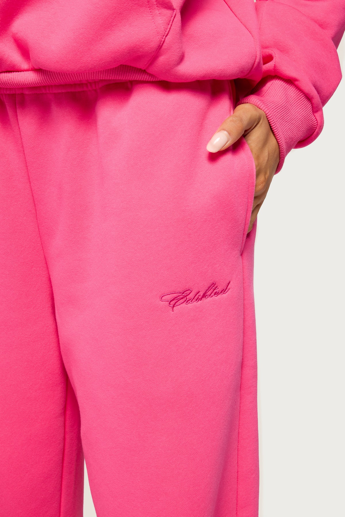 Basic Girl Wide Leg Edikted Sweatpants - HOT-PINK