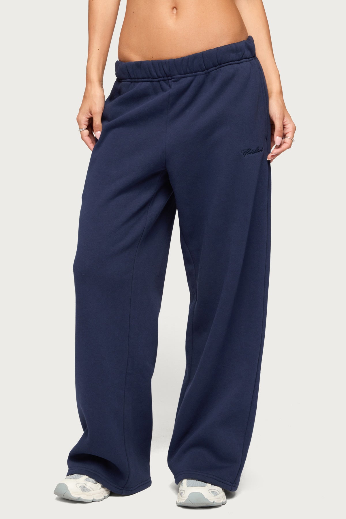 Basic Girl Wide Leg Edikted Sweatpants - NAVY