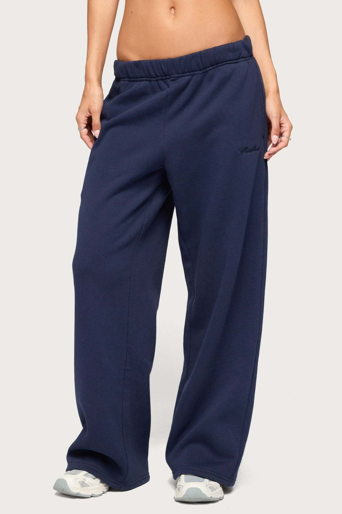 Basic Girl Wide Leg Edikted Sweatpants - NAVY