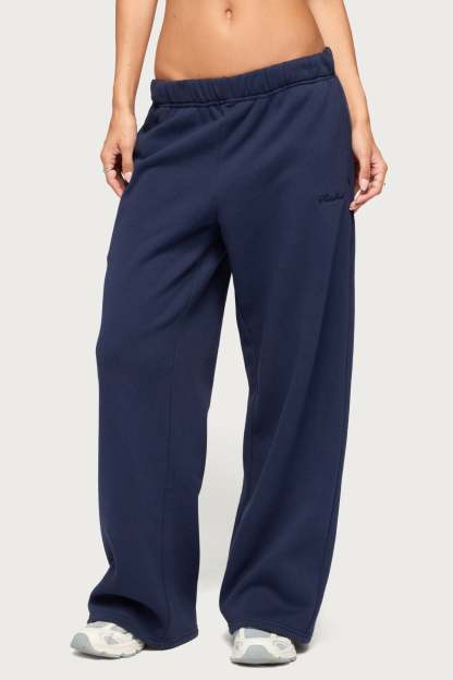 Basic Girl Wide Leg Edikted Sweatpants - NAVY