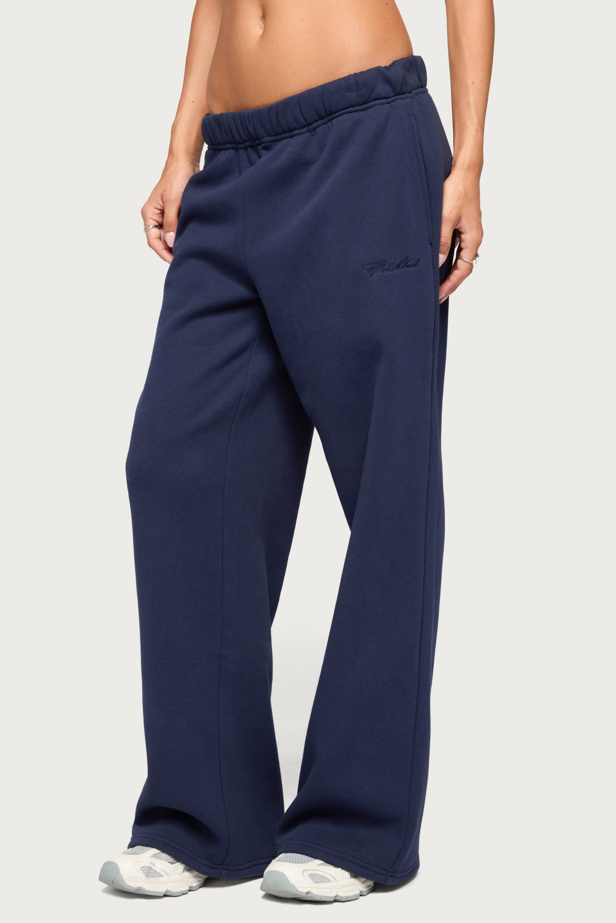 Basic Girl Wide Leg Edikted Sweatpants - NAVY