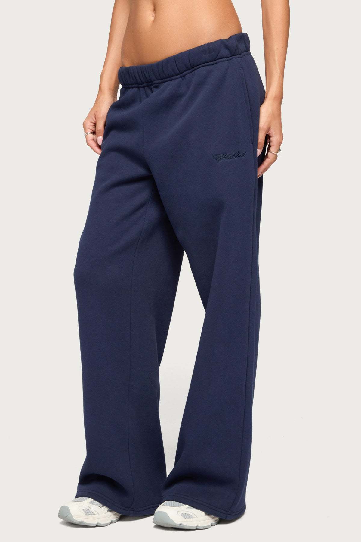 Basic Girl Wide Leg Edikted Sweatpants - NAVY